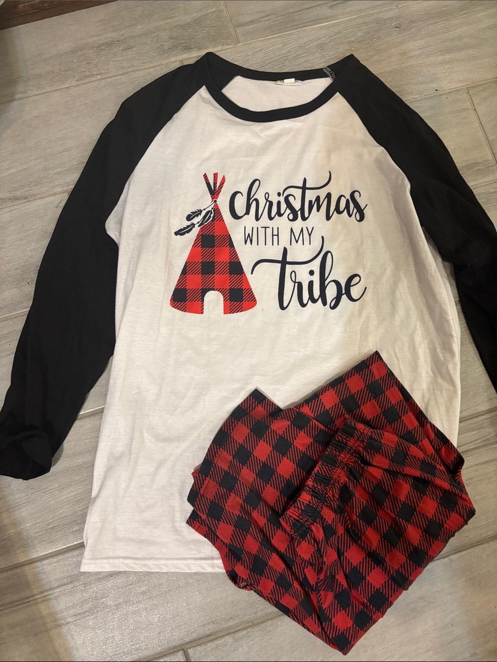 Christmas With My Tribe Plaid Tee & PJ Pants medium men